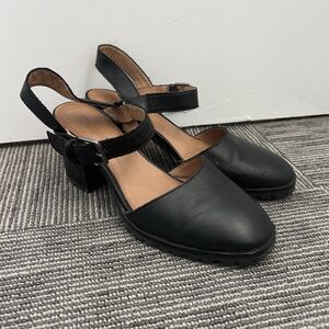 Madewell The Claudie Heeled Lugsole Maryjane Size 7.5 Black Leather Buckle Strap